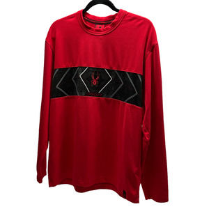 Spyder Heavy Weight Fleece Tee Long Sleeve Embroidered Red US Kids Large